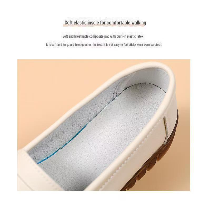 Zapatos de Cuña Suave de Cuero Genuino para Mujer Primavera y Otoño para Madres de Mediana Edad y Mayores