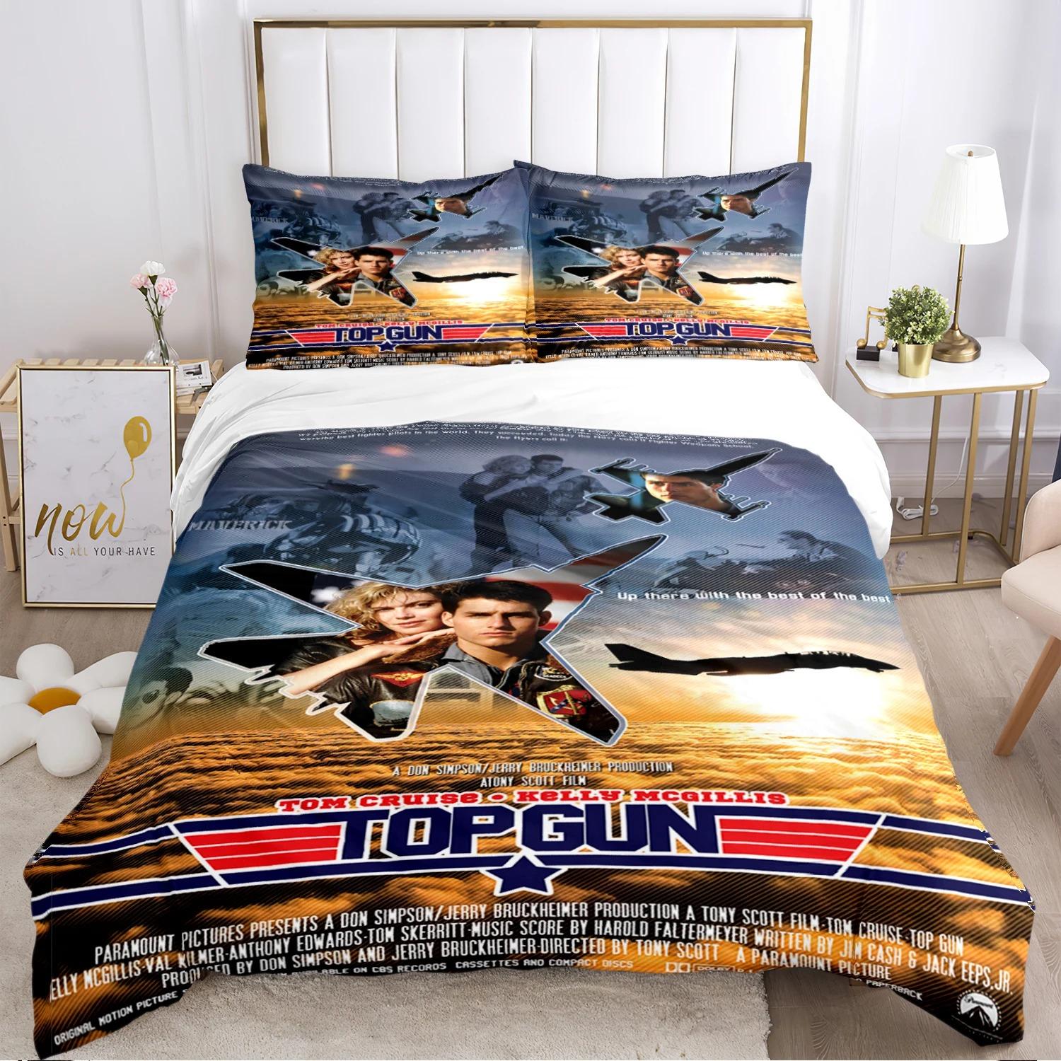 

3D HD Print Classic Movie Top Gun Bedding Set,Top Gun Duvet Cover Comforter Soft Quilt Cover and Pillowcases For adults children 135x200cm-2pcs