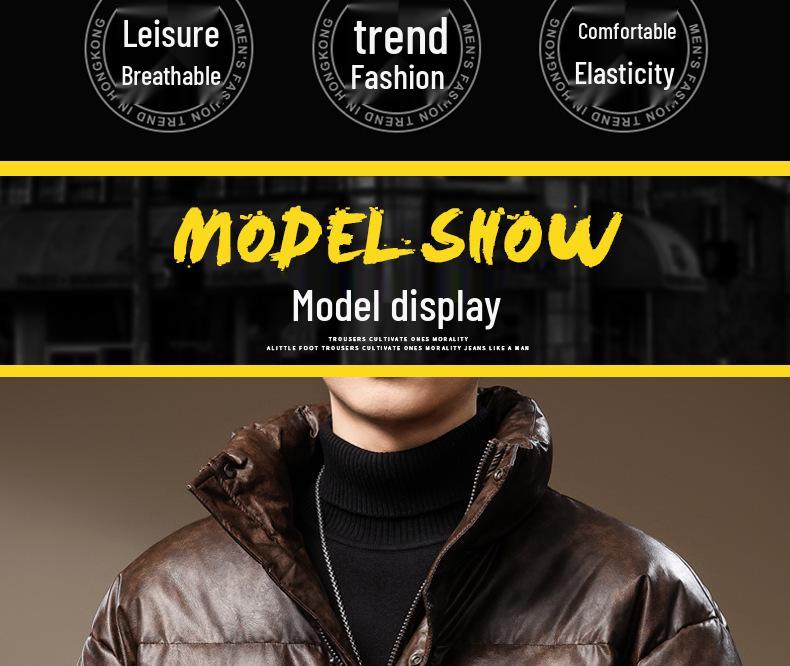 Men's Premium 90% Duck Down Leather Winter Jacket 2024 - Loose, Warm, Outdoor Casual Plus Size Coat