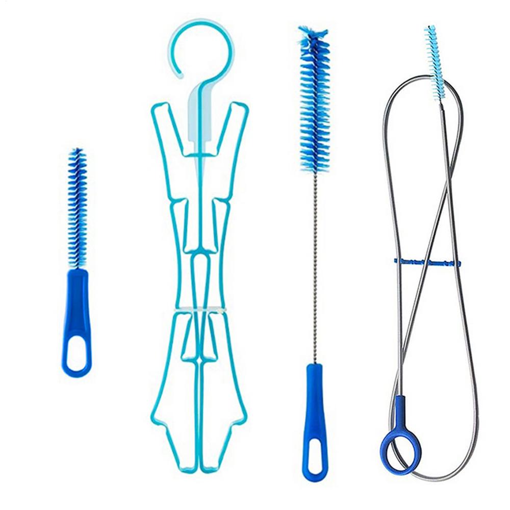 

4 in 1 Water Bag Cleaning Kit Water Bladder Bag Cleaning Tube Hose Sucker Brushes Drying Rack Water Hydration Bladder Clean Tool синий