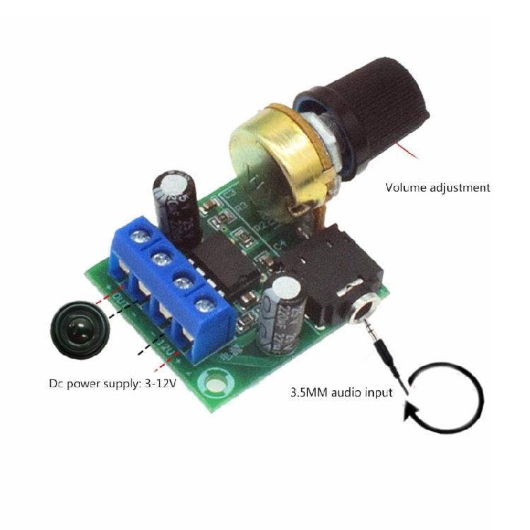 3V-12V LM386 Mono Small Power Amplifier Board 0.5W-10W YX1667 Sound Power Amplifier Board Adjustable Sound Module