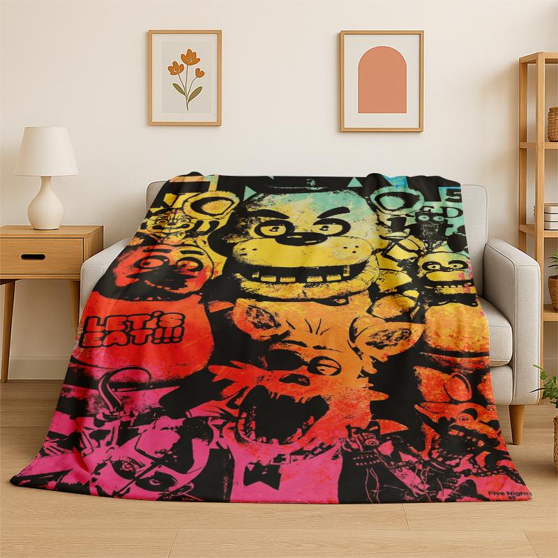Coperta di Flanella Classica F-FNAF Gioco Horror Freddy Morbida Calda Coperta Plaid per Camera da Letto Soggiorno Letto Viaggio Campeggio Picnic