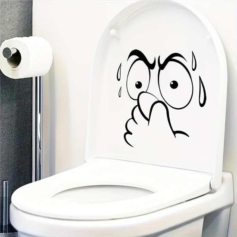 Funny Toilet Lid Sticker - Self-Adhesive Bathroom Decor With Expressive Face,No Residue Removable Toilet Cover, For Decor