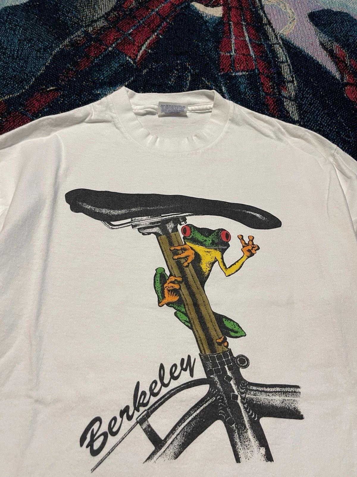 

Vintage 90s Frog Berkeley Bicycle Bike Shirt Nature Men s M Peace Sign Funny 4XL