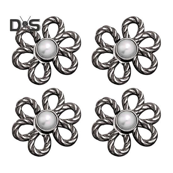 

4 шт. Цветочные пуговицы для джинсов, утягивающие талию брюк, съемные декоративные пряжки для талии, регулируемые зажимы для брюк без шитья для свободных джинсов, брюк, юбок 4 Pairs A чёрный