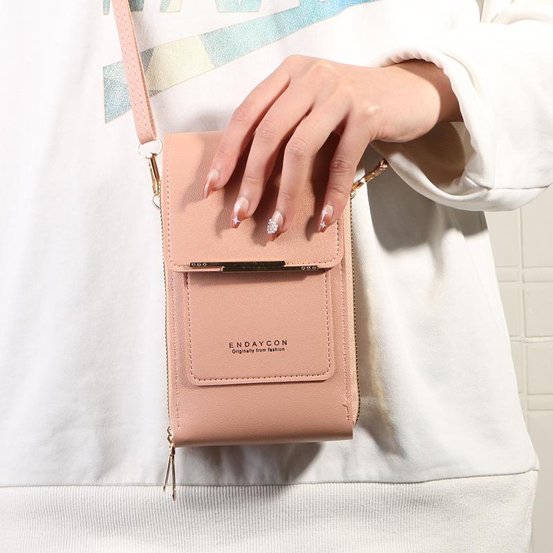 Fashion Two-piece Women's Bag Vertical Touchable Mobile Phone Bag Multi-compartment Messenger Bag with Mini Change Bag