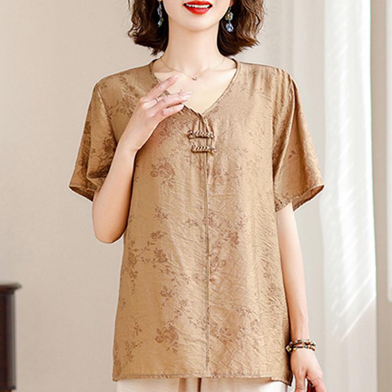 

Элегантные блузки для женщин, топ больших размеров, повседневная свободная женская рубашка с коротким рукавом, летняя винтажная одежда 5XL