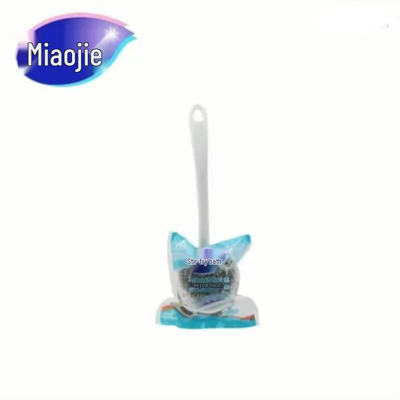 Long-Handled Stainless Steel Pot Scrubber with Large Non-Shedding Cleaning Ball небесно-голубой