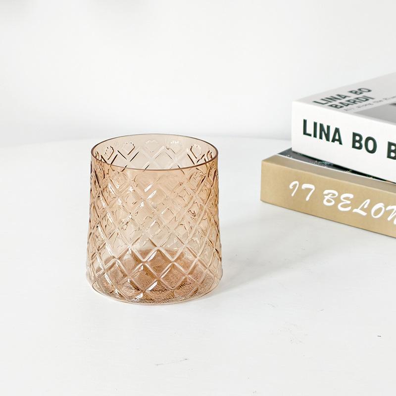 Colored Acrylic Diamond Embossed Glasses, Rhombus Embossed Tumbler for Cocktail Water