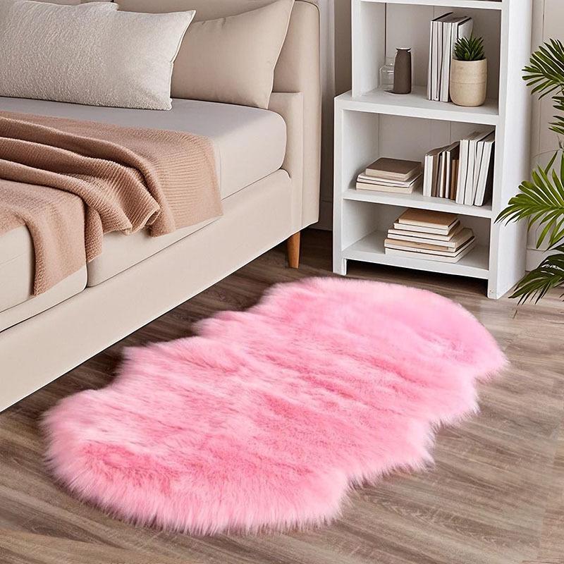 Cross-border Long-Pile Carpets: Irregular Faux Wool Rugs for Living Room, Bay Window, and Bedside