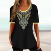 Africké etnické dámské tričko Tribal Tribal Krátký rukáv Dámský Klasický svetr Léto s výstřihem do O Volné Streetwear Denní oblečení