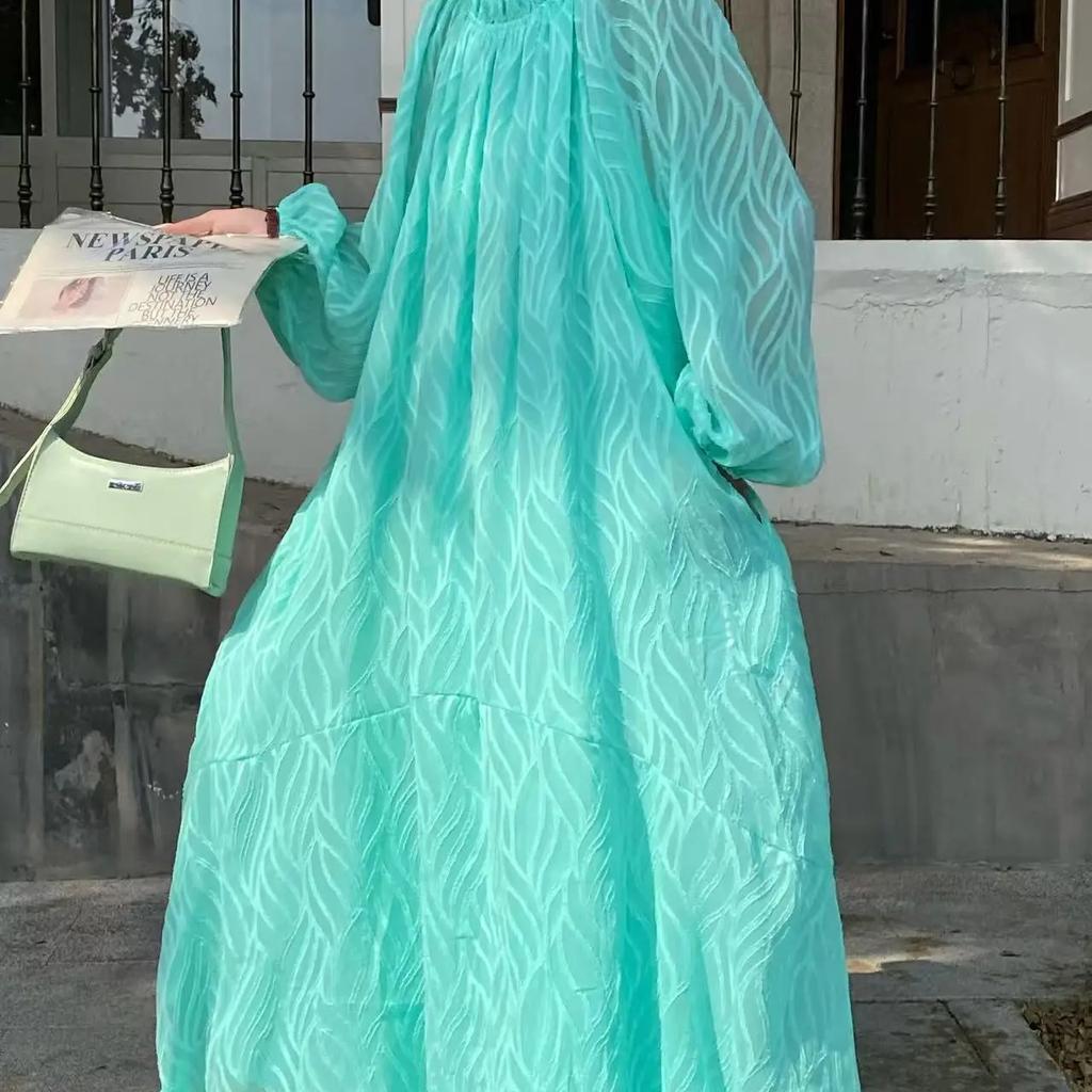 Spring Pink Dress Women Off Shoulder Fashion Long Sleeve Ladies Dresses Korean Style Loose Pleated Ruffle Woman Long Dress