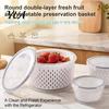 Vegetable Draining Basket Round Fruit Storage Container, 2-Layer Food-Grade PP Crisper with Freezer Safe Food Container Drain Basket,