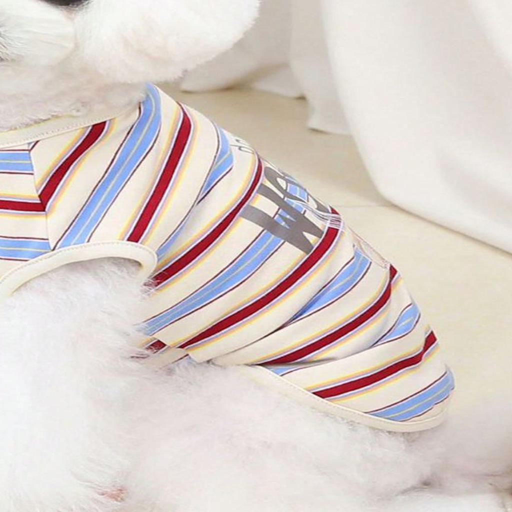 1pc-Pet Swing Bear Print Red Striped Vest Cat and Dog Cute Animal Theme Pet Clothing