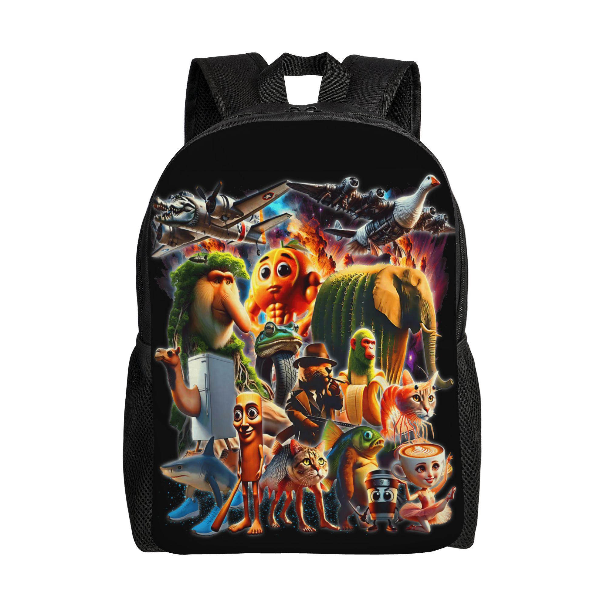 Arten von italienischem Brainrot Meme Klassischer Rucksack Outdoor High School Reise Handgezeichneter Tagesrucksack Herren Damen Laptop Umhängetasche