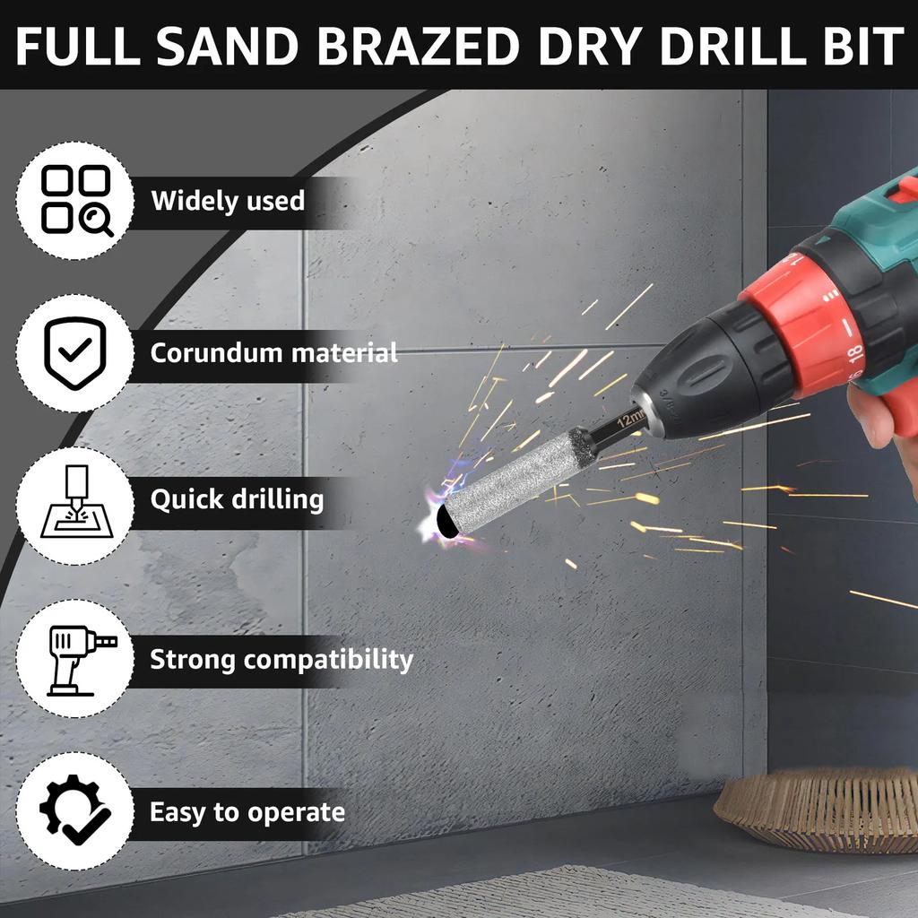 12Pcs 5-12mm Dry Diamond Drill Bits Set Vacuum Brazed Core Drill Bit Kit Quick Change Hex Shank for Porcelain Granite Marble