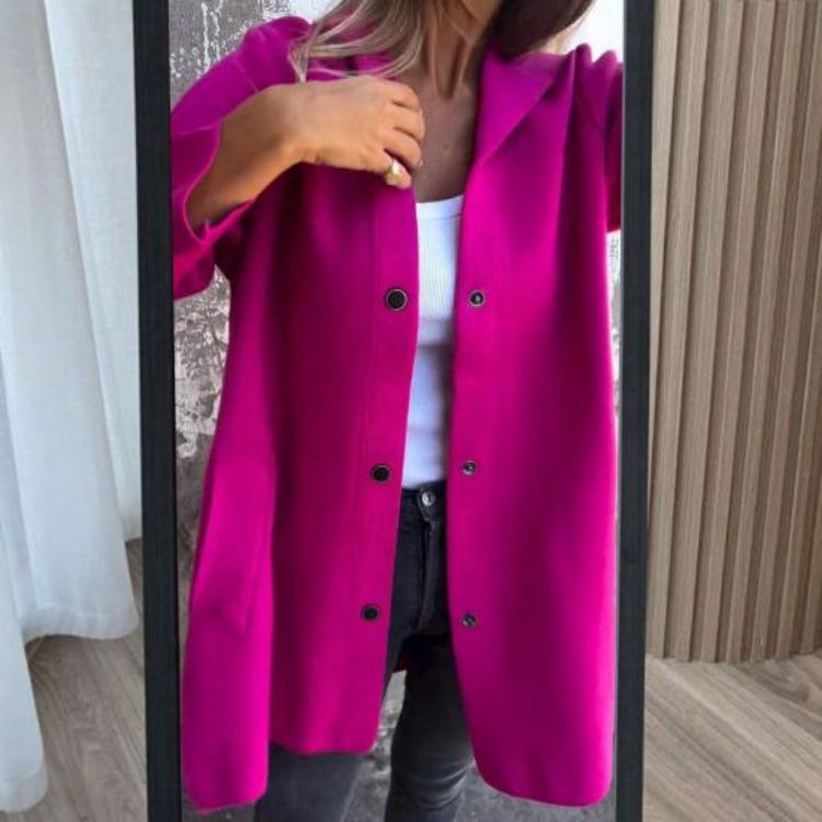 Loose Mid Length Coat Cardigan for Women Thick Hooded with Pockets Solid Color Down Button Fall Winter Outdoor Travel