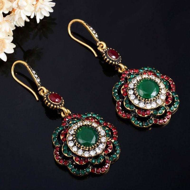 Drop Earrings Ethnic Long Clip Crystal Vintage Party Cuff Wedding Bohemian Earrings For Women
