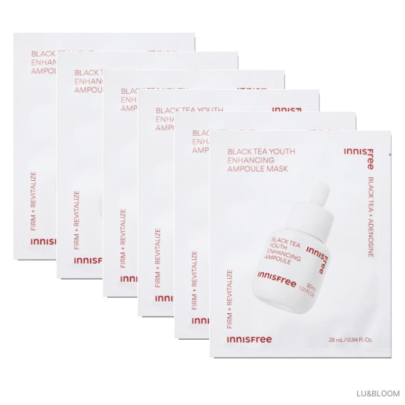 innisfree Black Tea Youth Enhancing Ampoule Mask 28ml * 6 Sheets (+Free gift)