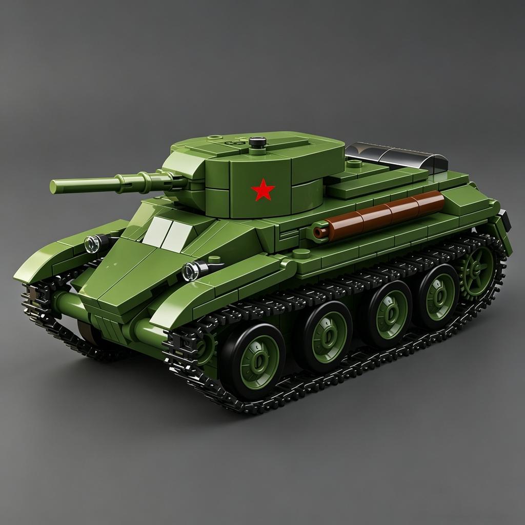 World War II Military Series: Soviet BT-5 Tank Building Block Set —Track Tank Armored Vehicles Scale Model—Learning Educational Toy for Boys Girls