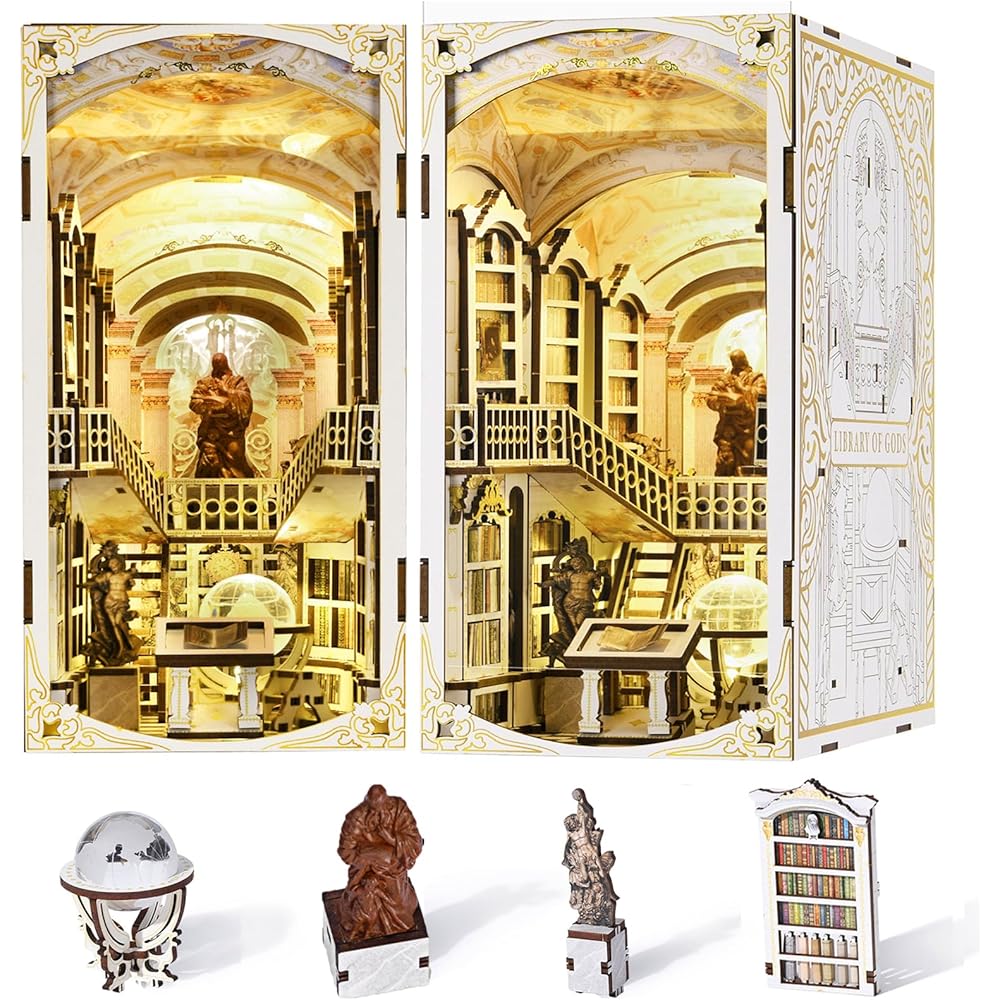 

MiniCity DIY Book Nook Kit 3D Miniature House with LED Decoration Wood Craft Bookend for Teens and Adults