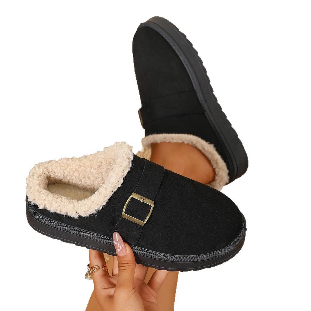Thick-soled snow boots wish Amazon autumn new velvet bag head empty cotton shoes women's warm belt buckle