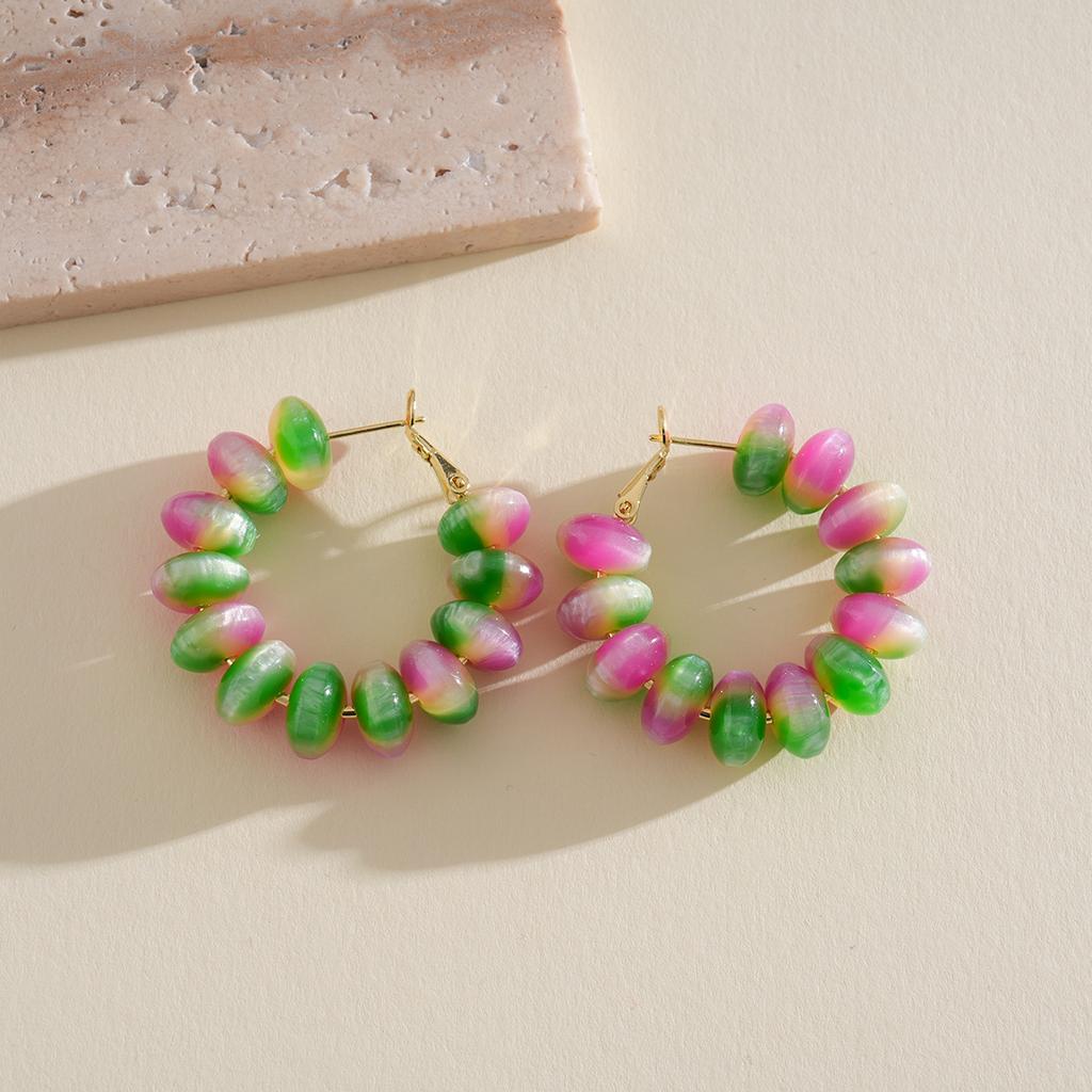 Round Resin Silver Needle Earrings Color Unique Earrings Fashion Personality Earrings