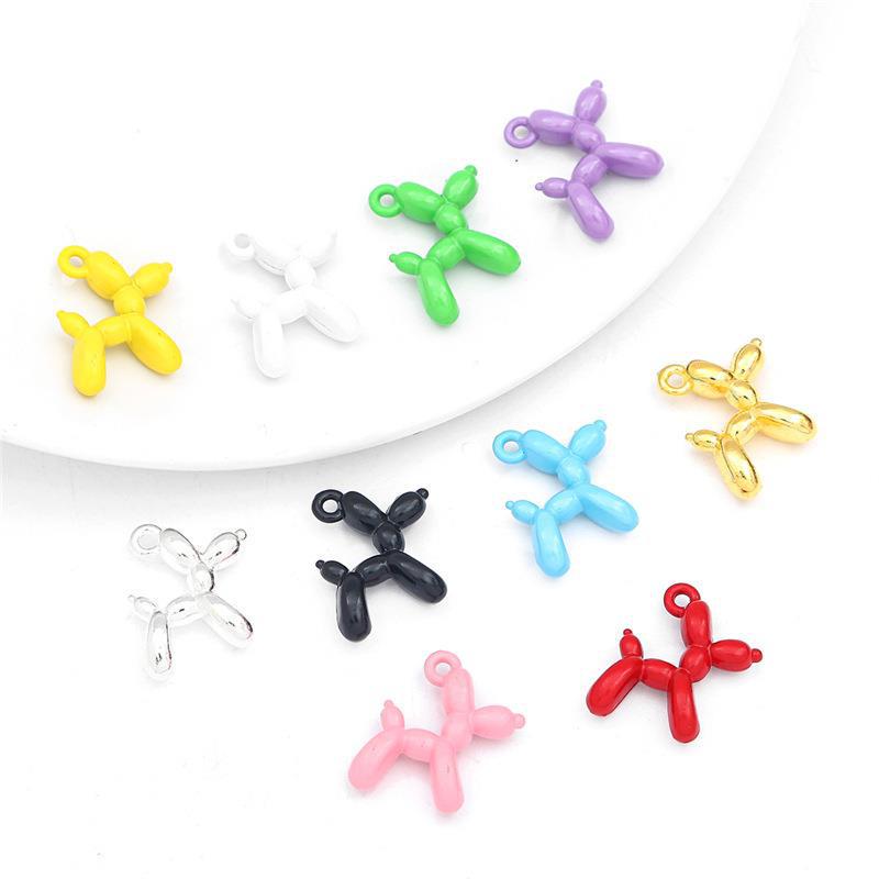 3D Colorful Balloon Puppy Alloy Pendant for DIY Jewelry Making