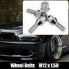 UXCELL Wheel Bolts, 60° Tapered Seat, 17mm Shank, Lug Nuts, Chrome, Wheel Stud Set, M12x1.5, 26mm, 8 Pieces