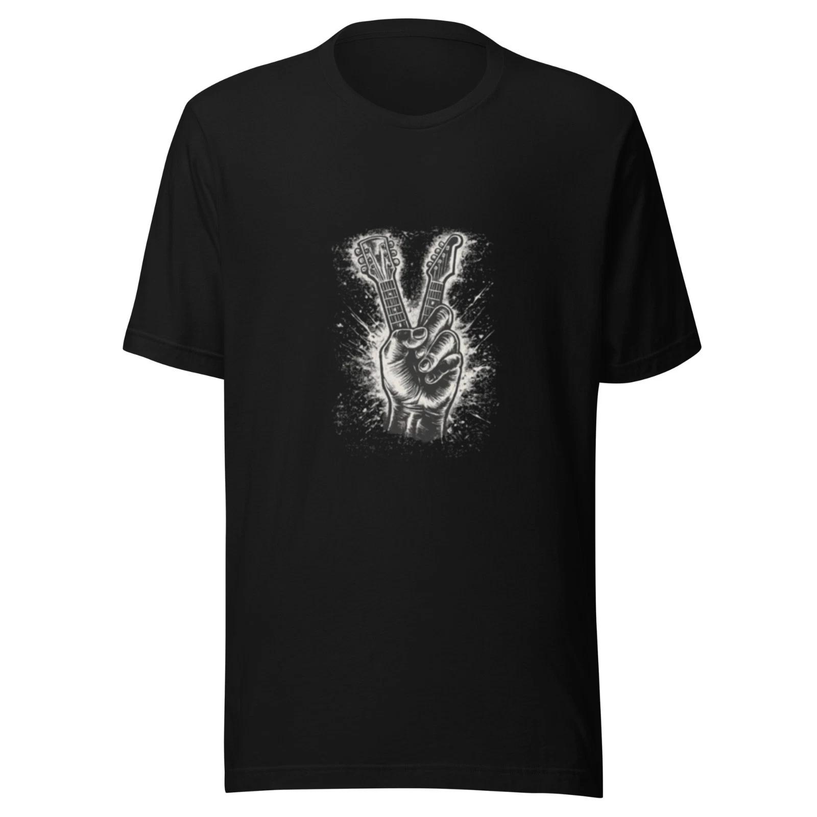 Rock Hand Peace Sign T-Shirt, Guitar Fingers Shirt, Music Lover Tee, Gift 1 2XL