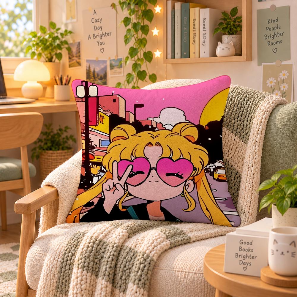 Anime Sailor Moon Magical Cushion Cover Personalized Soft Plush Pillow Living Room Home Sofa Bedroom Office Car Cushion