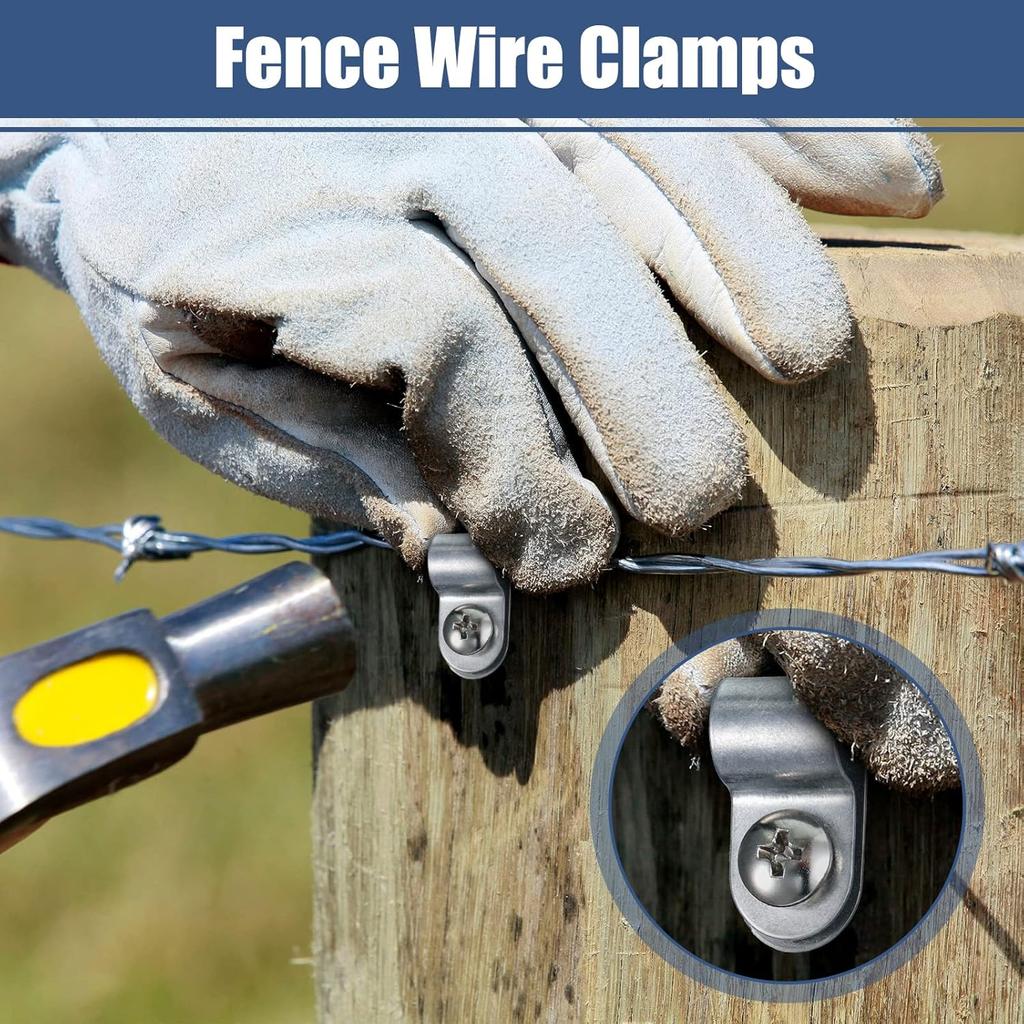 R-type Livestock Fence Wire Clamp with Screws Stainless Steel Agricultural Fencing Mounting Clips Wire Fixing Fastener Wholesale