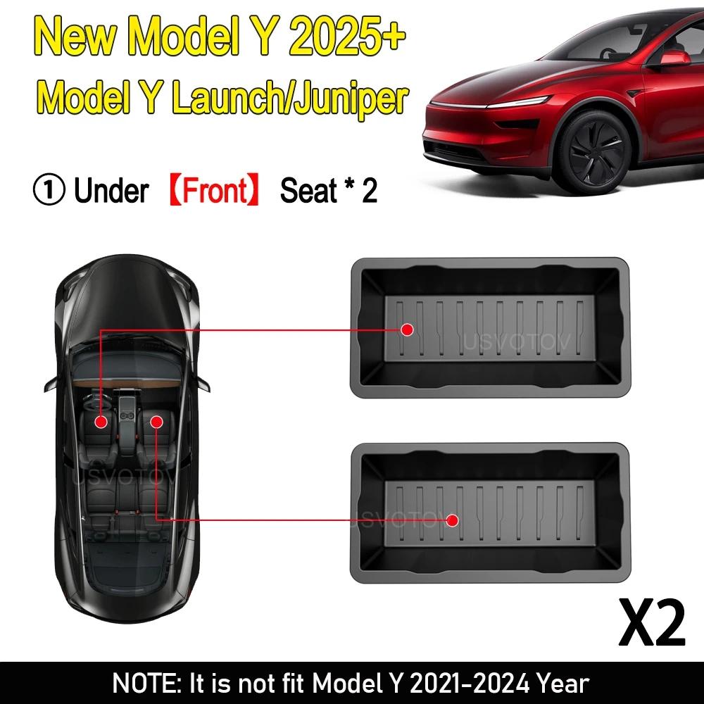 For 2025 New Tesla Model Y Juniper Launch Refresh Under Seat Storage Box Seat Organizer Accessories Underseat Drawer Tray Boxes