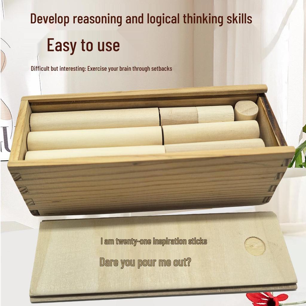 Inspirational Wooden Brain Teaser Set: 21 Sticks for Logical Training and Intellectual Development