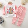 Pantaloni invernali per bambini a maniche lunghe o collo T-shirt Set pantaloni larghi casual da 2 pezzi in cotone con stampe di cartoni animati