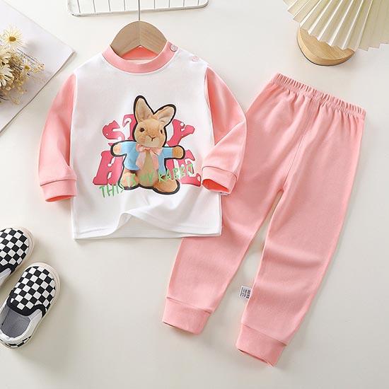 Pantaloni invernali per bambini a maniche lunghe o collo T-shirt Set pantaloni larghi casual da 2 pezzi in cotone con stampe di cartoni animati