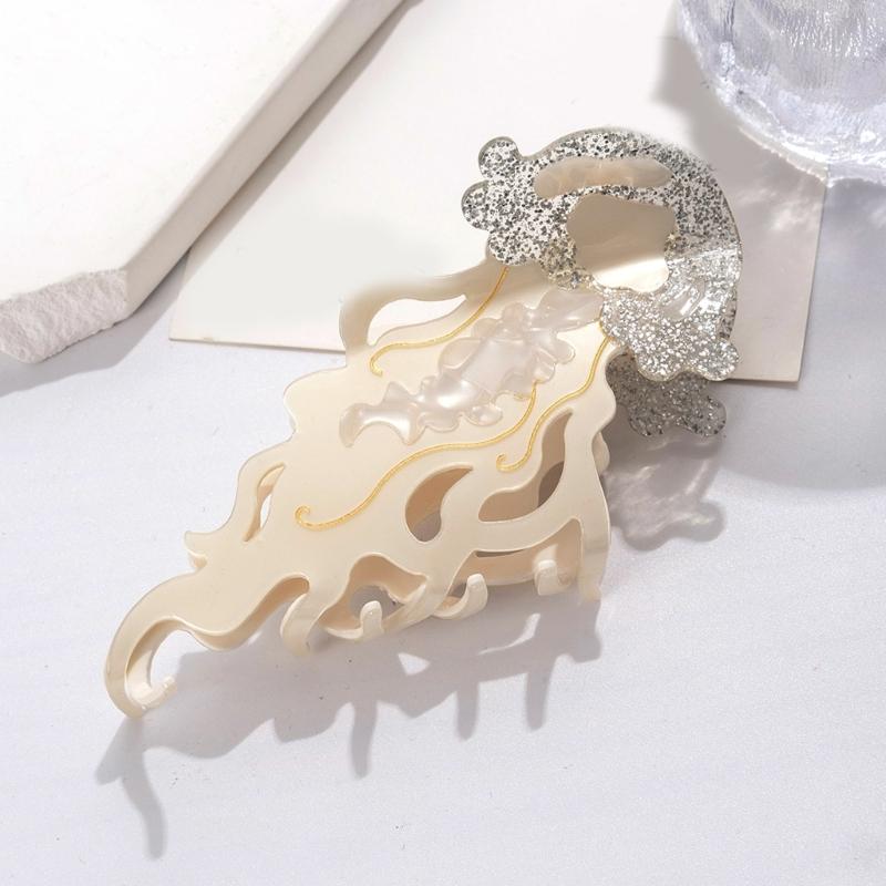 Friendly Acetate Hair Barrettes For Daily Use Clawfish Whale Pattern Not Slip Teeth Styling Essential