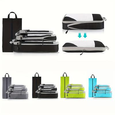 4 Pcs Travel Luggage Compression Bags, Lightweight Versatile Storage Bags, Dustproof Organizers With Handle