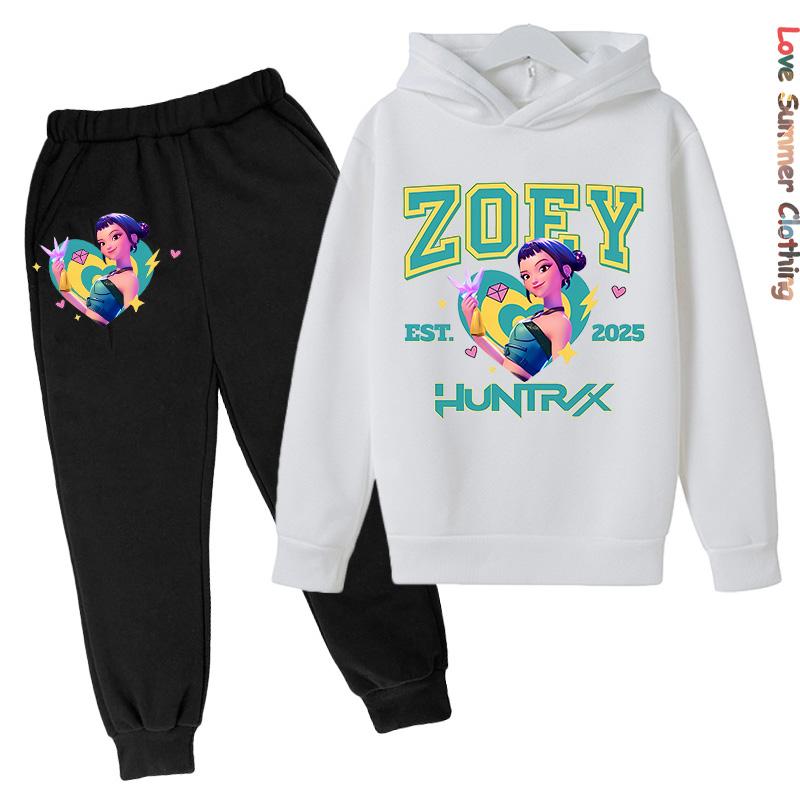 Girls Hoodie Tracksuit KPop Demon Hunters Character Hoodie MIRA HD Print RUMI Autumn Kids Hoodie Set ZOEY Thin Fleece Hoodie Set