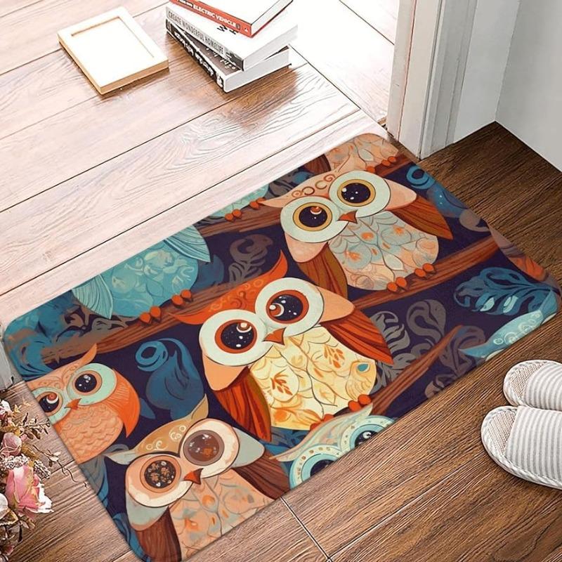 Outdoor Door Mat Front Door Mats Anime Owl Anti-Slip Durable Flannel For Entrance Welcome Indoor For Home For High Traffic Areas