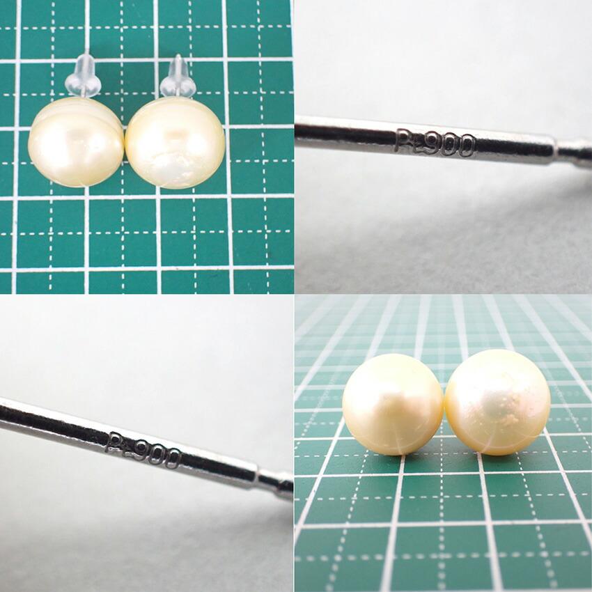 [Used] Pt900 South Sea White Pearl (Golden Pearl) Earrings/g438-63