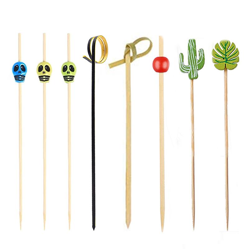 12cm 100pcs Bamboo Cocktail Sticks Pick Martini Drink Stick Picks Levo Bar Tool