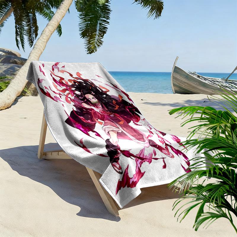Demon Slayer Print Beach Towel, Large Soft Quick Dry Towel for Beach Camping Swimming