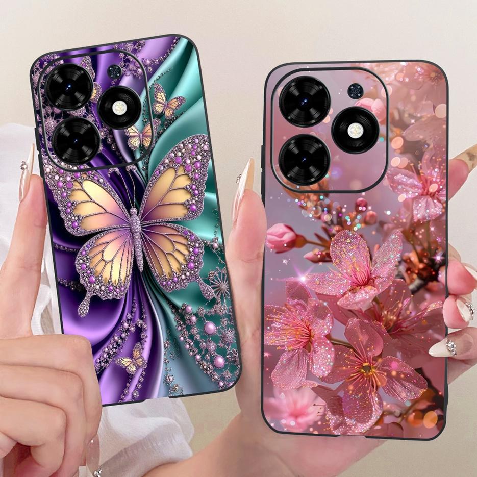 For Tecno Spark Go 2024 Case BG6 Beautiful Butterfly Tree Painted Cover Soft TPU Phone Case For Tecno Spark Go 2024 Fundas Coque