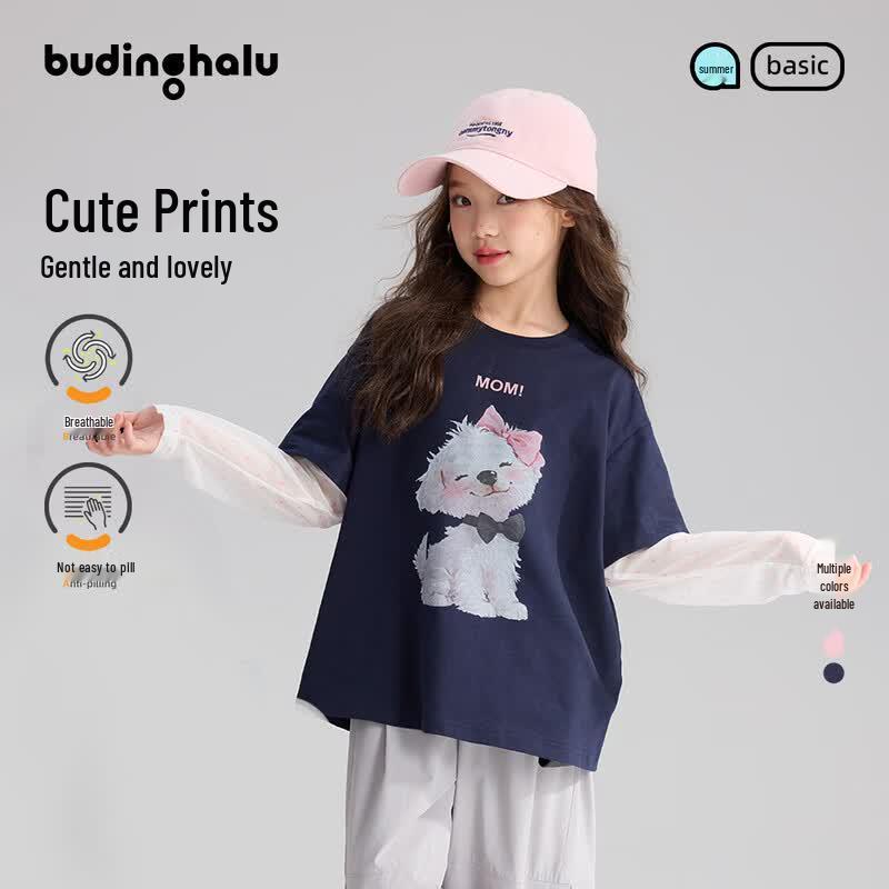 Girls  Faux Two-Piece Polka Dot T-Shirt