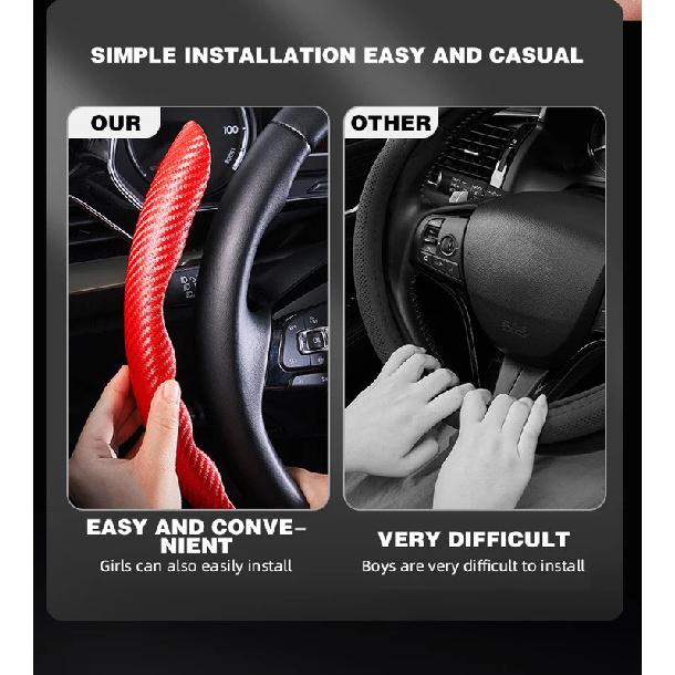 Car Steering Cover Steering Wheel Booster Cover Universal Non-Slip Carbon Fiber for Car Anti-skid Accessories