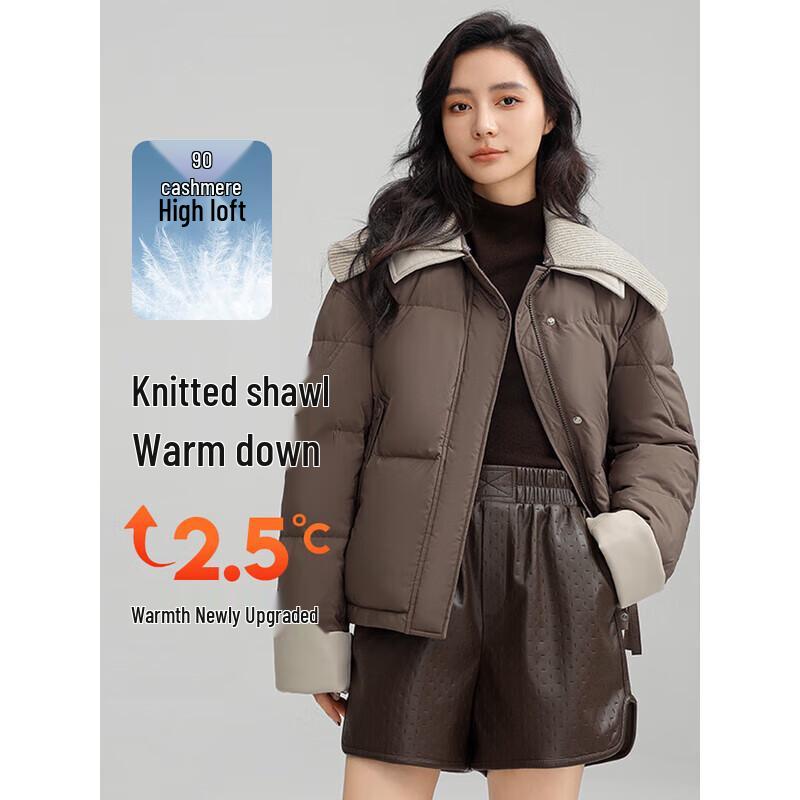 YAYA Women's Chic Knitted Collar Down Jacket