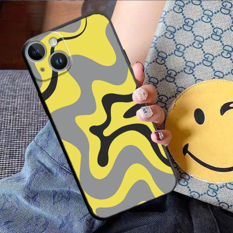 Phone Case for iPhone XR XS X 13 Mini SE 7 8 6S 11 Pro Max 12 14 Plus Swirl Abstract Pattern In Beige And Sage Coque Black