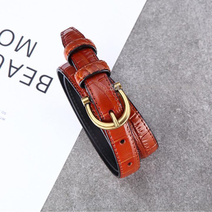 Four Seasons Available New Women'S Belt Crocodile Pattern Decorative Versatile Jeans, Suits And Dresses, Waist Up Leather Black Pants Belt