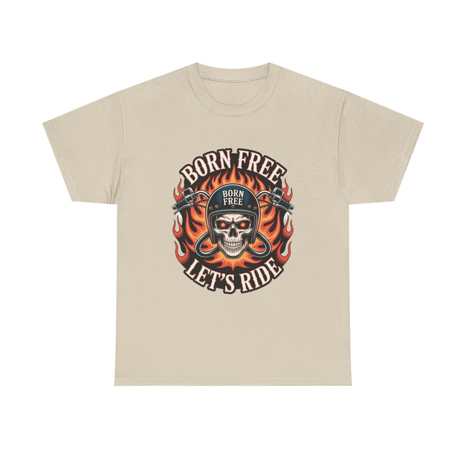 Biker T-Shirt - Born Free Lets Ride - Tee Shirt For Bike Enthusiasts L